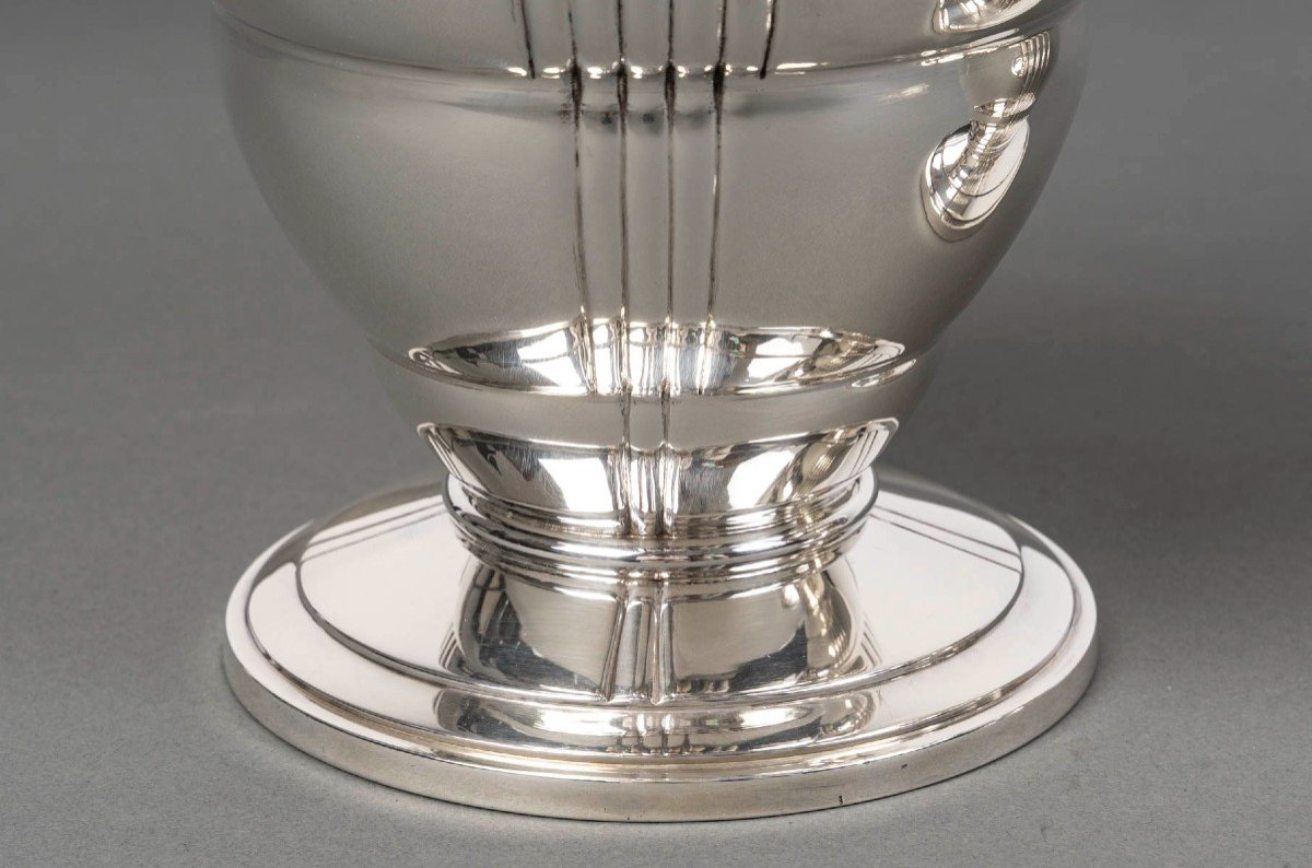 Ravinet  d'Enfert - Paire De Vases En Argent Massif d'Epoque Art Deco-photo-6