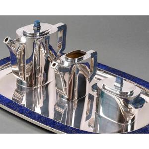 Christian Dior XXth - Tea Service On Its Tray In Sterling Silver And Lapis Lazuli