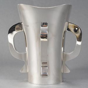 Orfèvre G & S. Ltd -  Vase Moderniste En Argent Massif Londres 1916