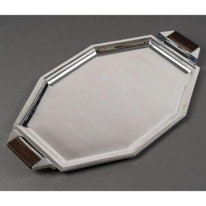 Ravinet d'Enfert – Octagonal Solid Silver Tray Art Deco 20th Century