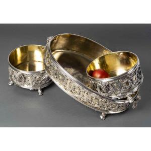 Froment  Meurice Important Solid Silver Centerpiece In Three Parts. 19th Century