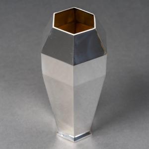 Olier & Caron  Vase En Argent Massif Epoque Art Deco 1930