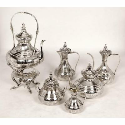 Goldsmith Duponchel - Coffee Tea Service In Sterling Silver Ottoman Style Nineteenth