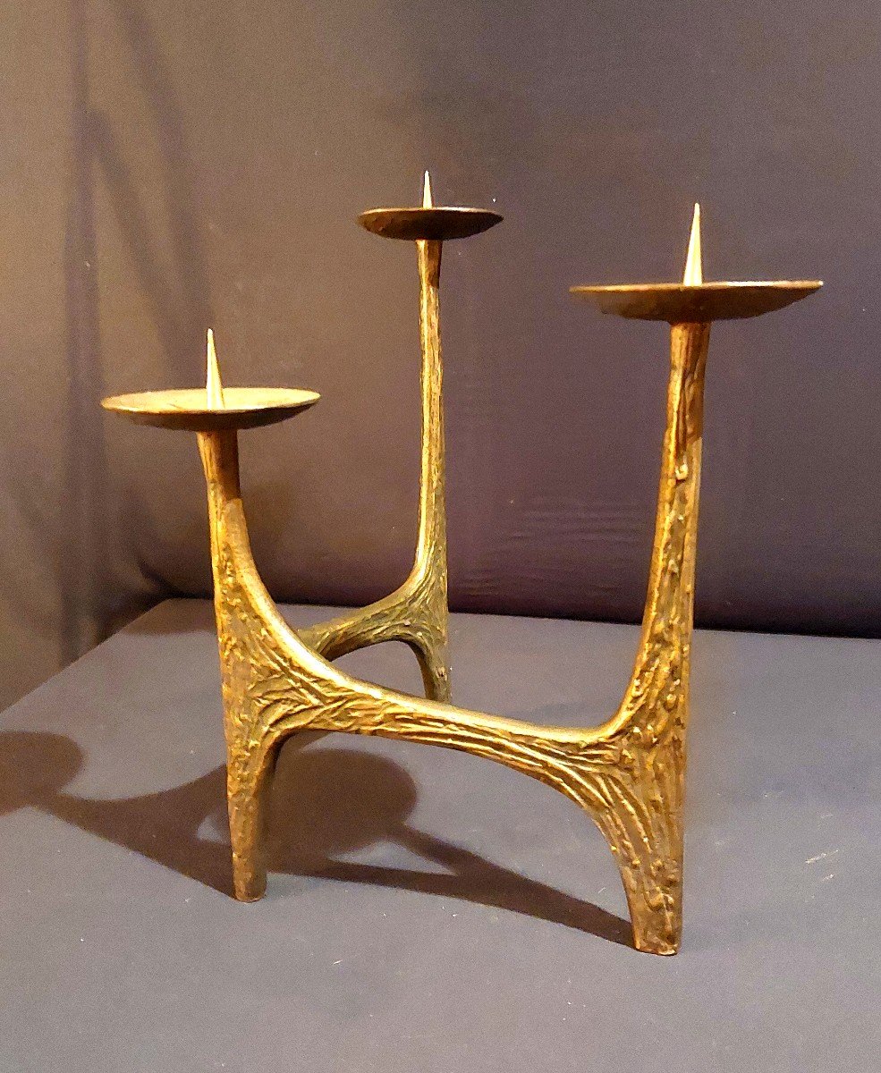 “brutalist” Bronze Candlestick