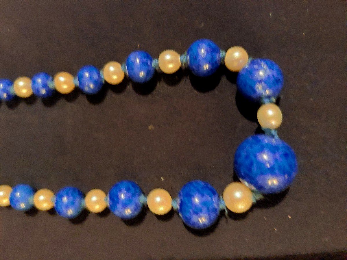 Collier Perles Et Lapis Lazuli-photo-3