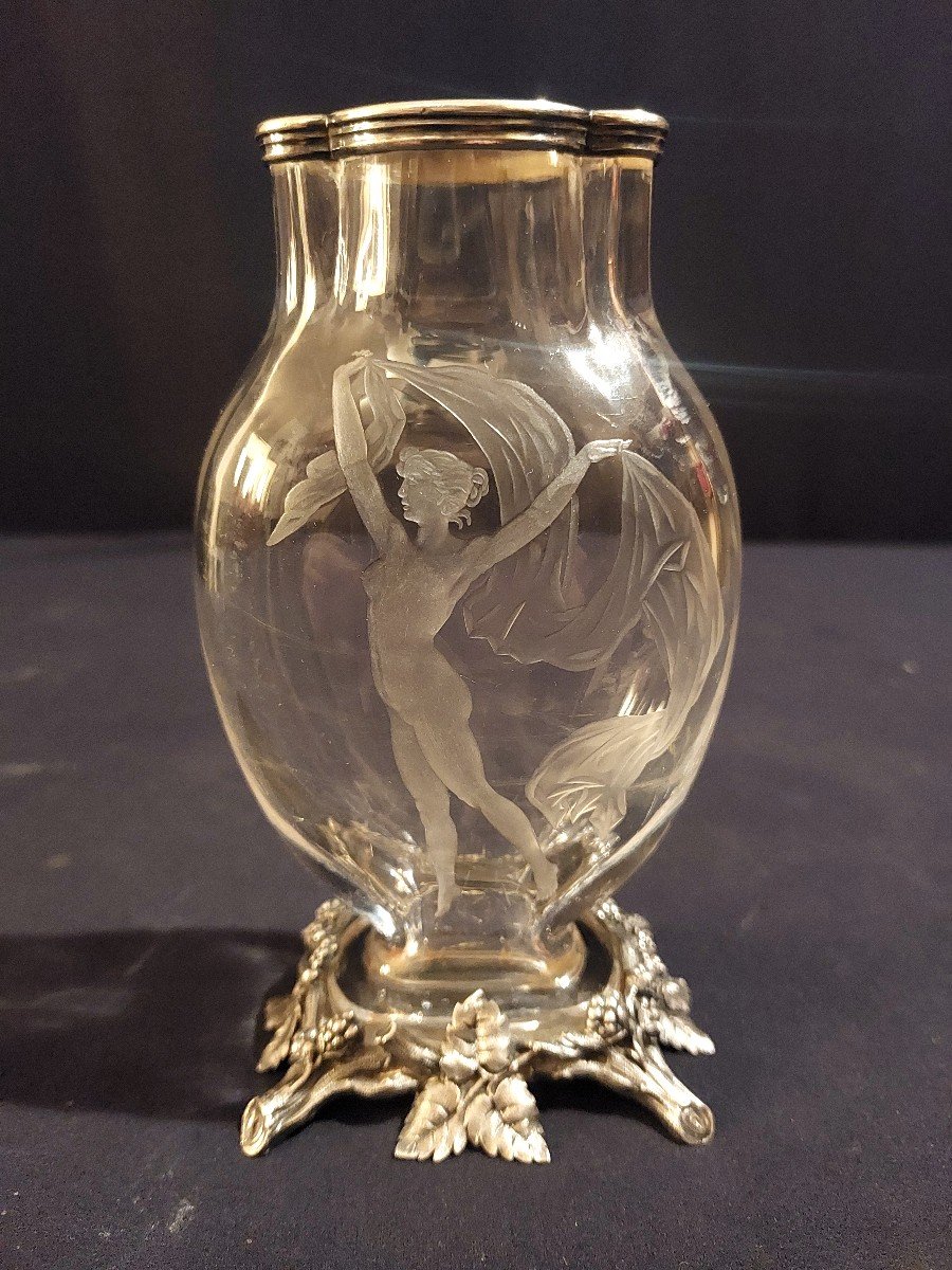 Vase Baccarat monté argent pour l'escalier de cristal