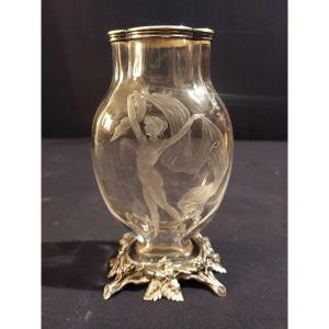 Baccarat Crystal And Silver Vase