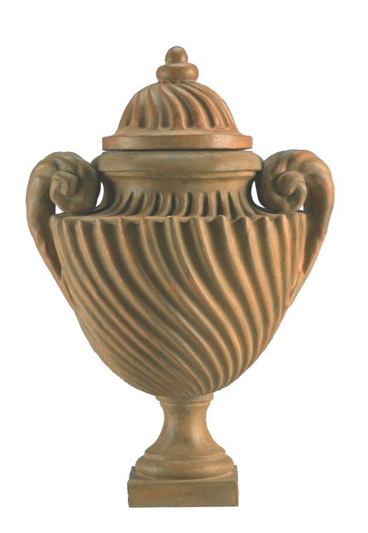 Pair Of Covered Terracotta Pots / Urns / Vases-photo-4