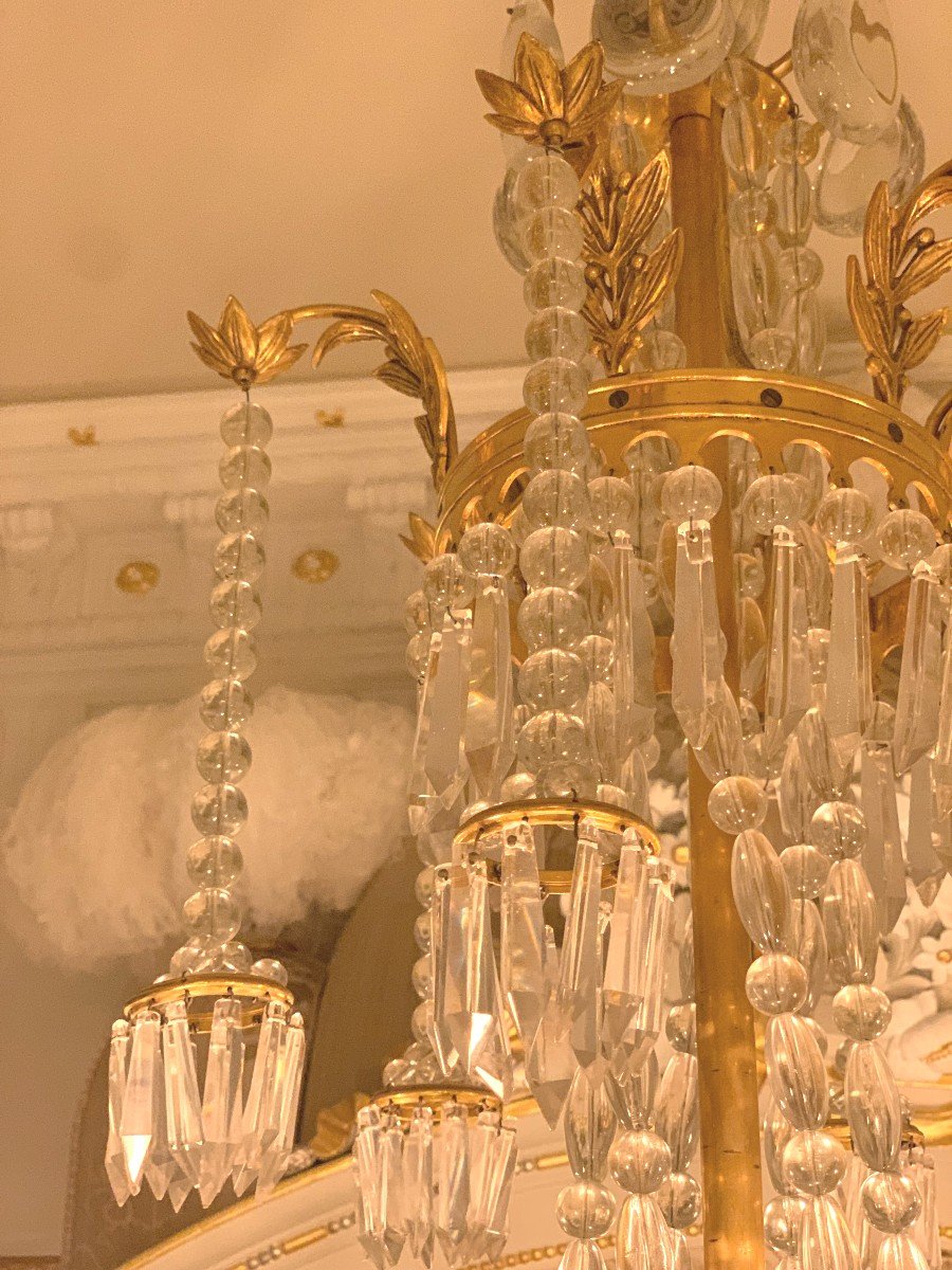 6 Light Crystal Chandelier In Neoclassical, Empire Style. Sweden Or Germany-photo-4