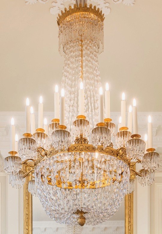 Empire " Montgolfière " Chandelier In Gilt Bronze, Brass And Crystal - 19th Century