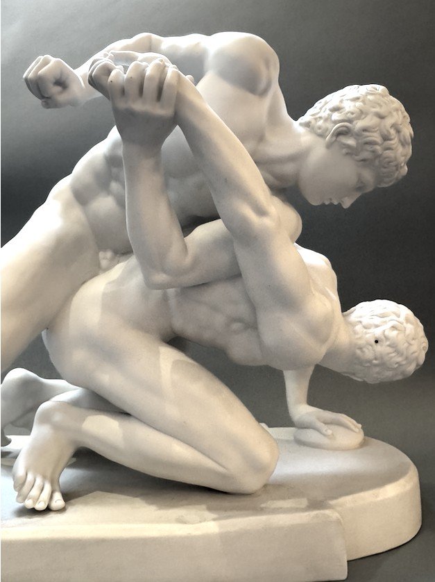 The Wrestlers, Biscuit / Porcelain Group (19th Century)-photo-1