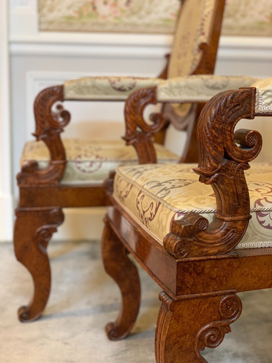 Pair Of Burl Armchairs - Circa 1830-photo-2