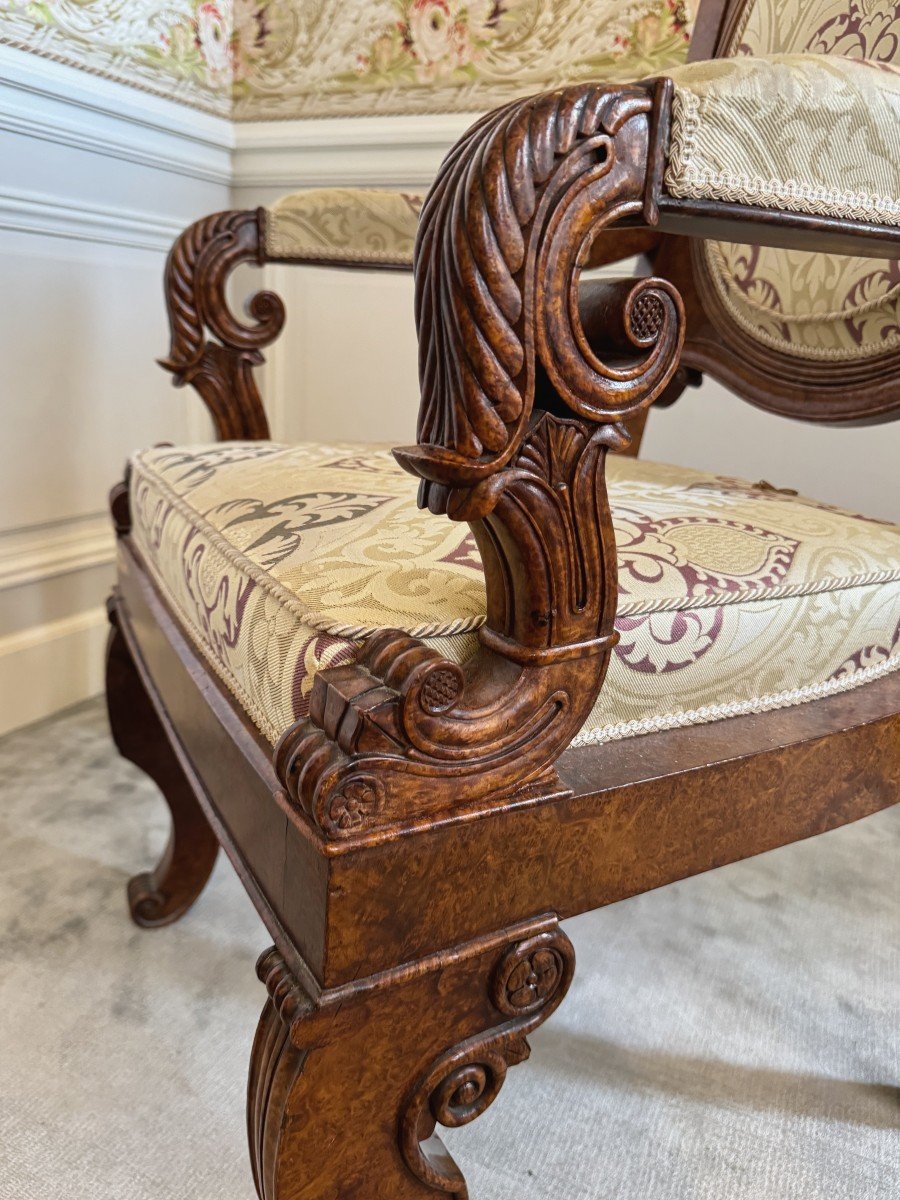 Pair Of Burl Armchairs - Circa 1830-photo-3