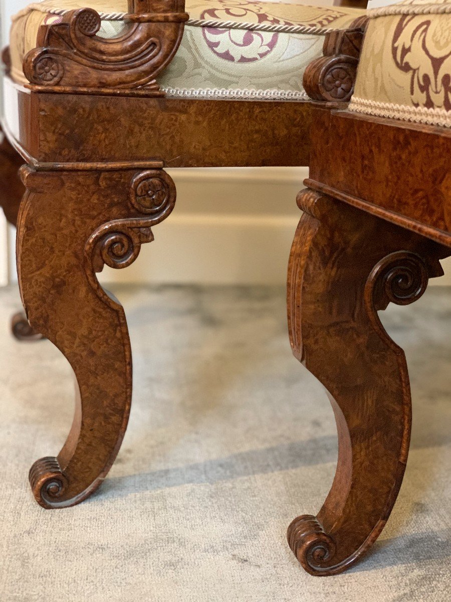 Pair Of Burl Armchairs - Circa 1830-photo-5