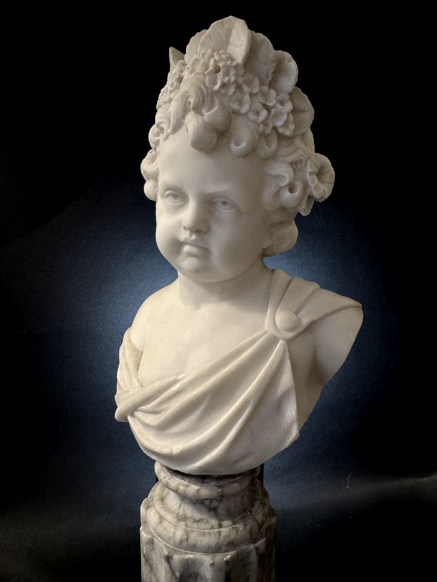 Pair Of White Marble Child Busts – Late 18th Century.-photo-3