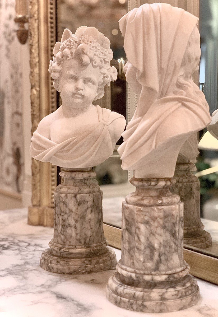 Pair Of White Marble Child Busts – Late 18th Century.-photo-4