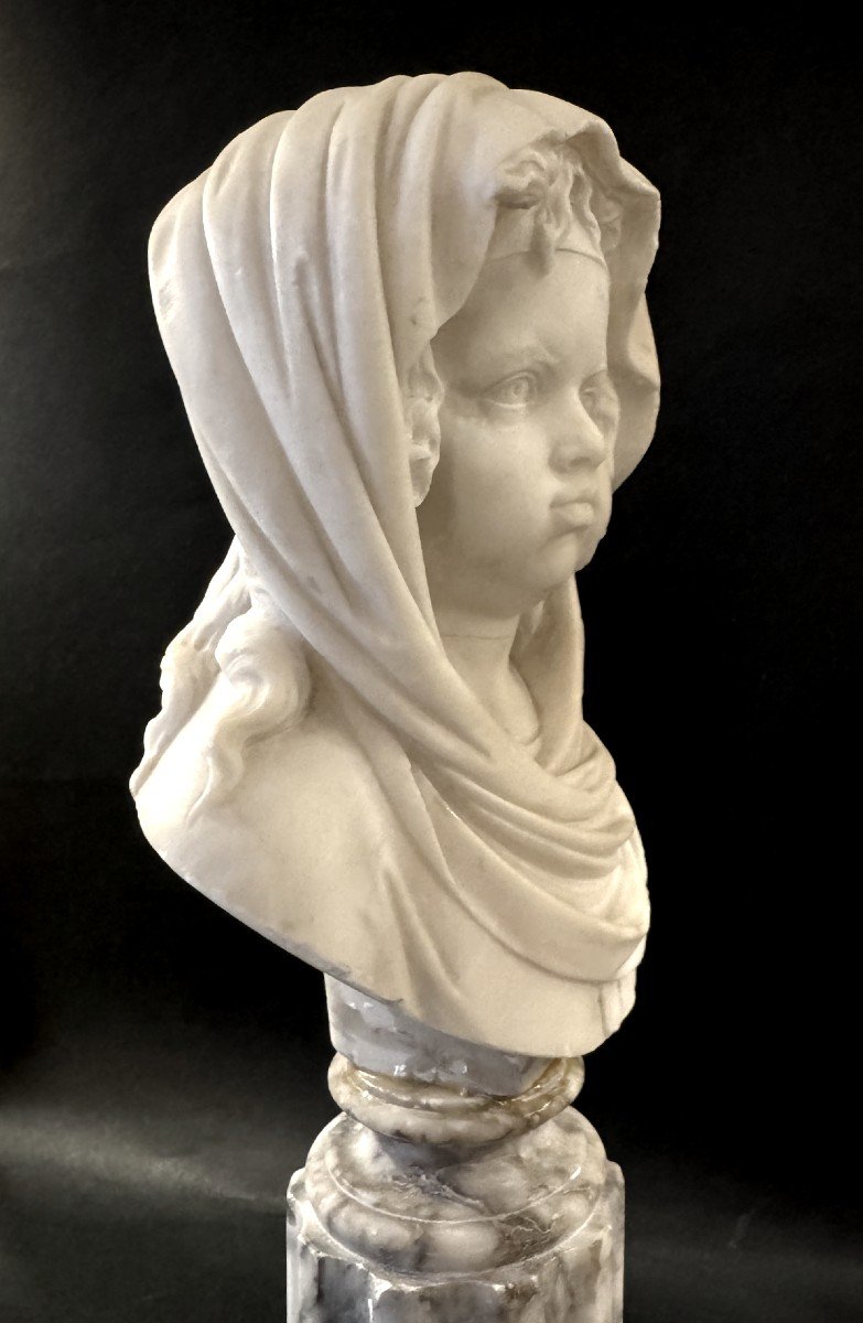 Pair Of White Marble Child Busts – Late 18th Century.-photo-8