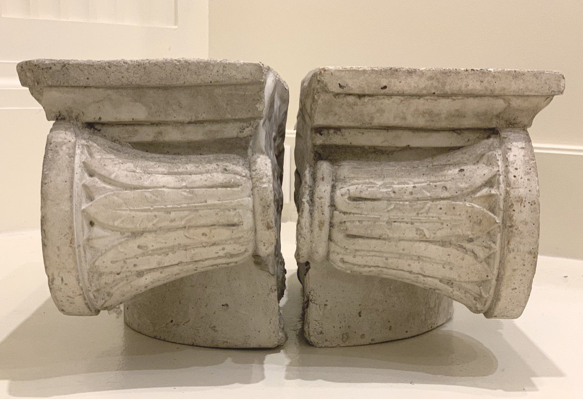 Pair Of Ionic Style Plaster Half Capitals – 19th Century-photo-2