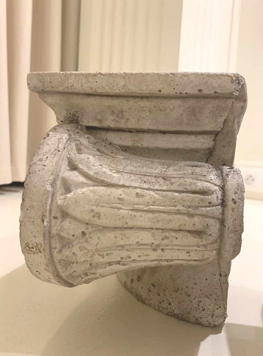 Pair Of Ionic Style Plaster Half Capitals – 19th Century-photo-5