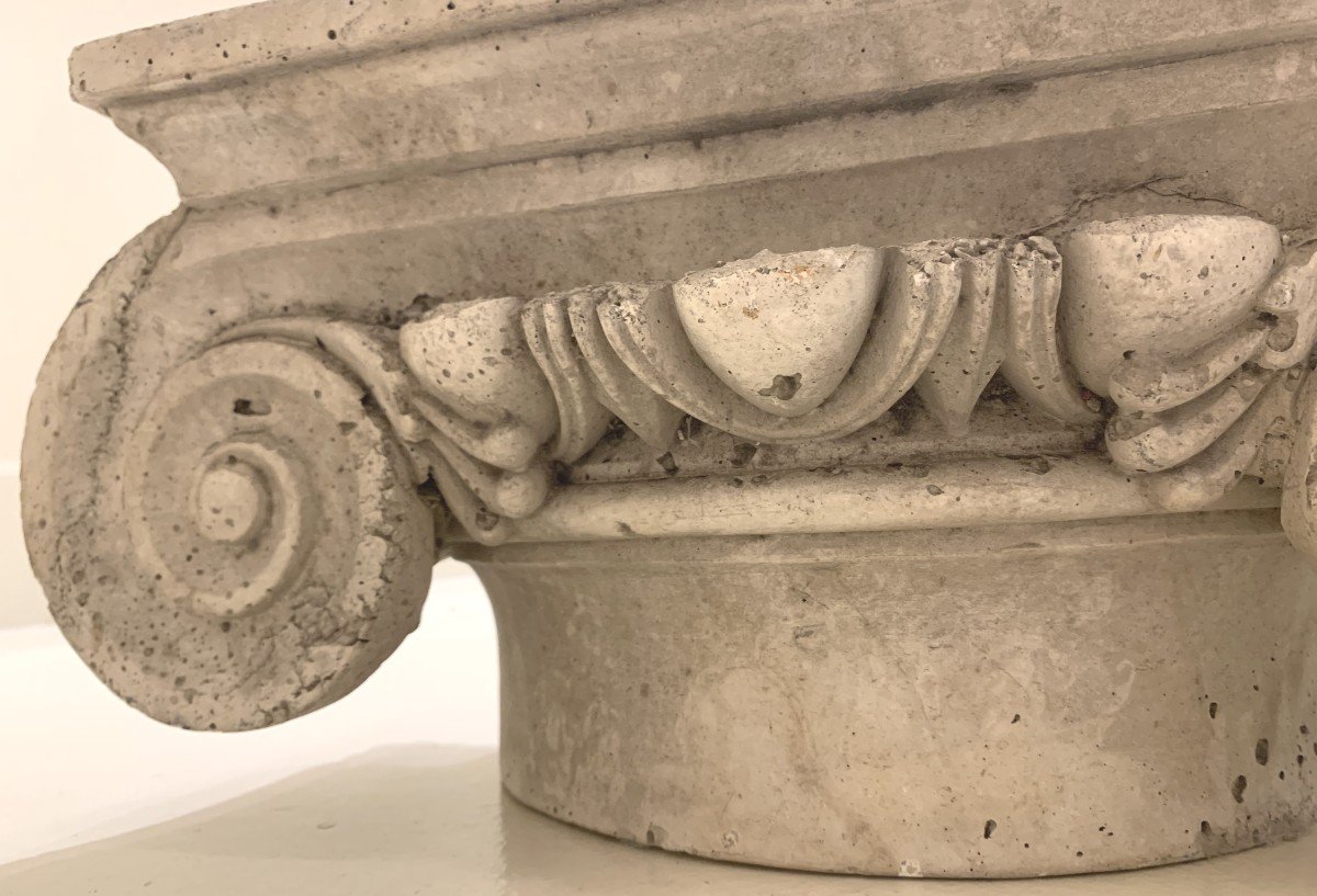 Pair Of Ionic Style Plaster Half Capitals – 19th Century-photo-7