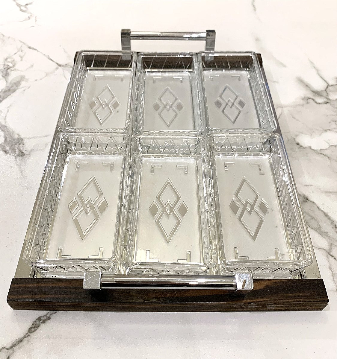 Art Deco Tray With Glass Dishes -photo-2