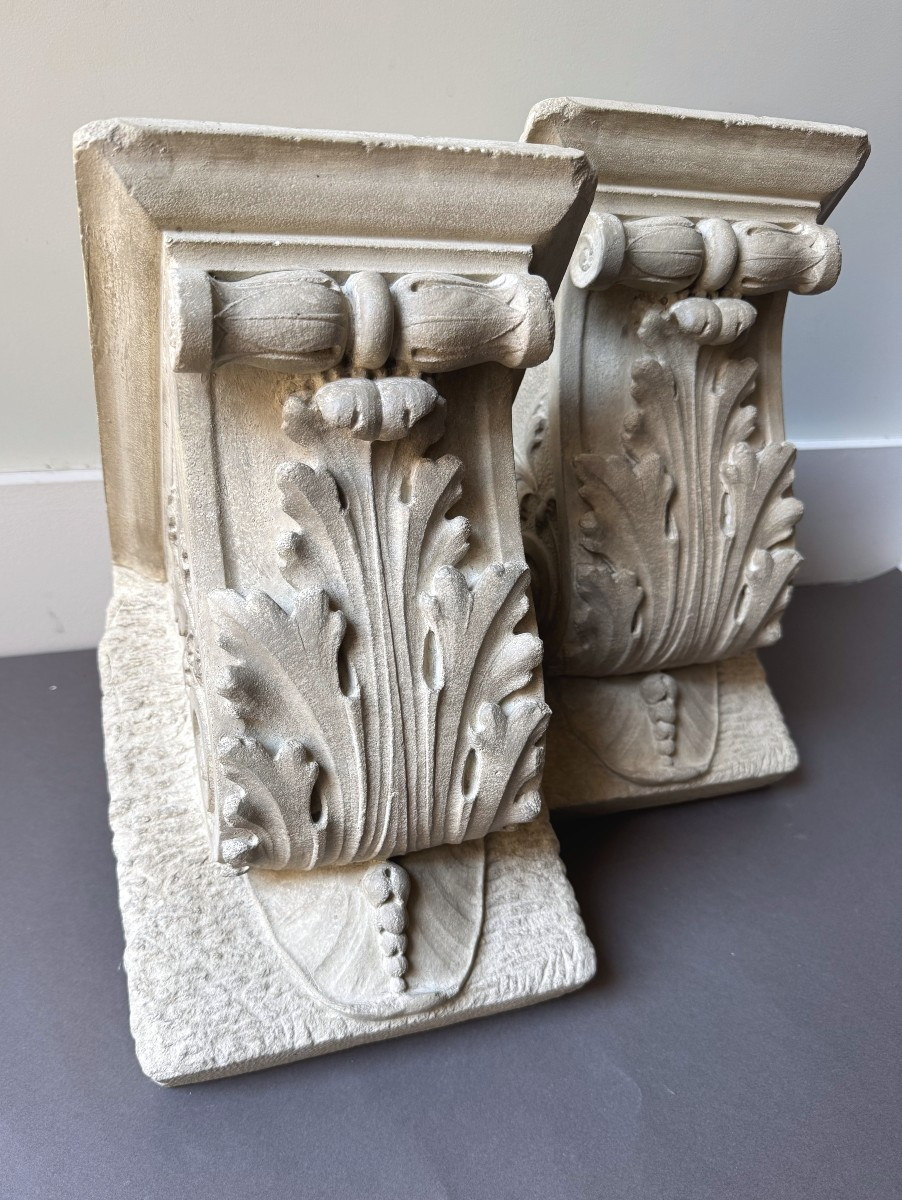 Pair Of Plaster And Resin Wall Consoles-photo-2