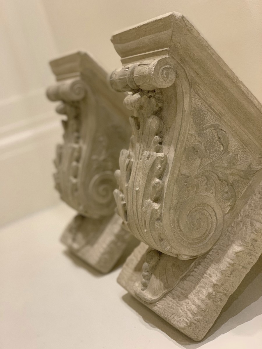 Pair Of Plaster And Resin Wall Consoles-photo-3