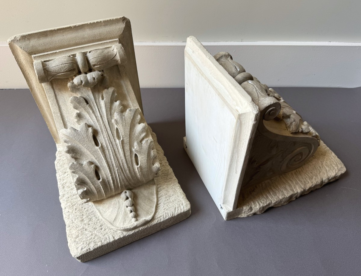 Pair Of Plaster And Resin Wall Consoles-photo-6