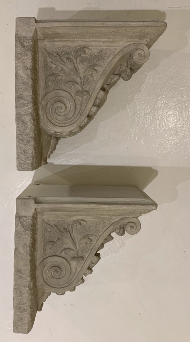 Pair Of Plaster And Resin Wall Consoles-photo-5