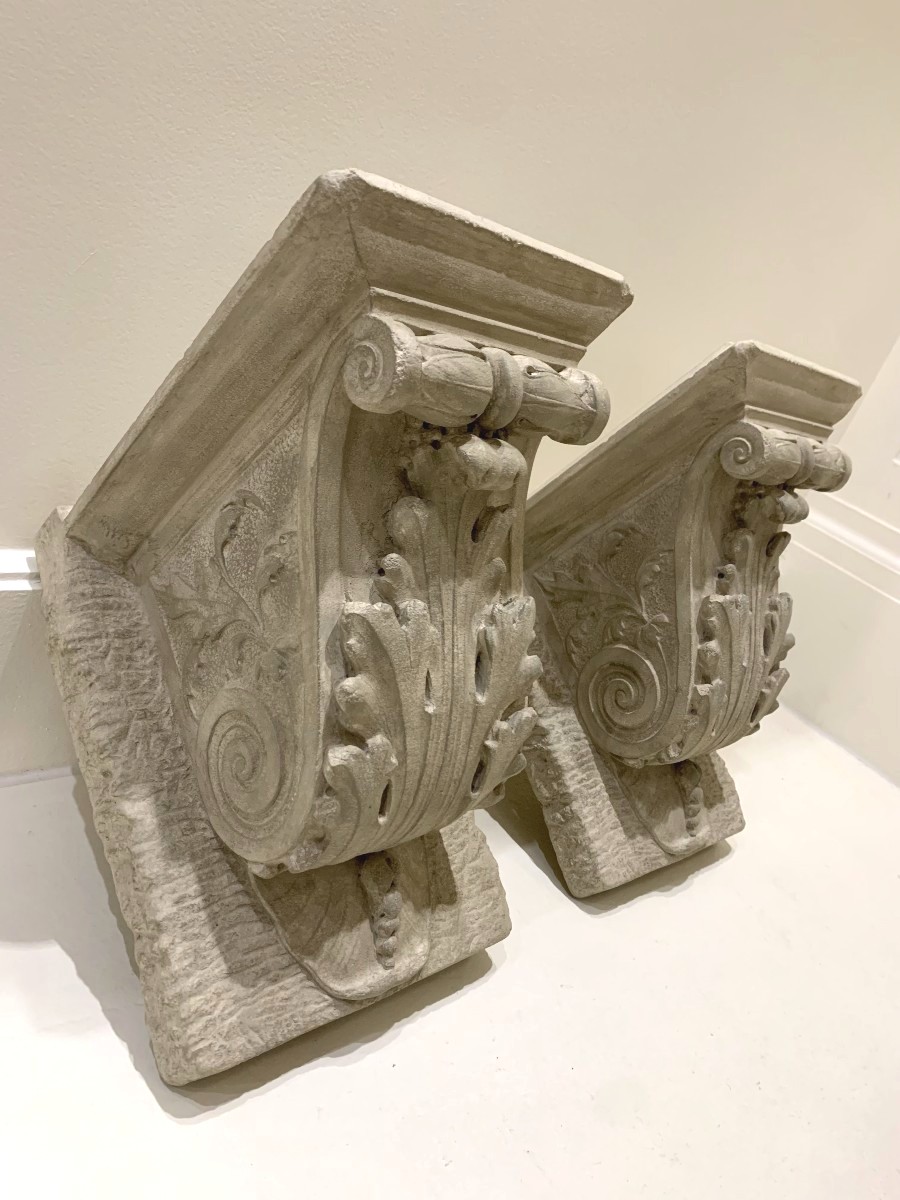 Pair Of Plaster And Resin Wall Consoles