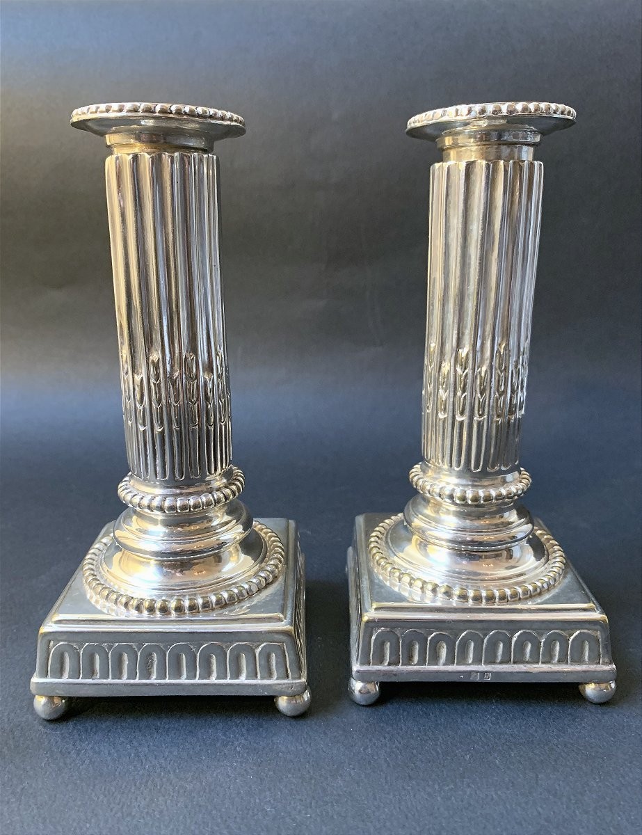 Pair Of Louis XVI Period (18th Century) Candlesticks-photo-2