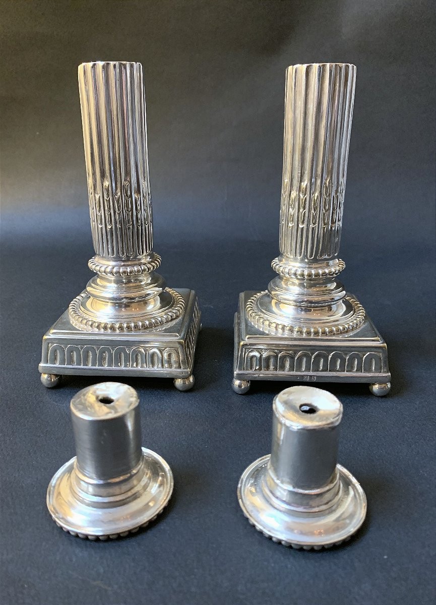 Pair Of Louis XVI Period (18th Century) Candlesticks-photo-3