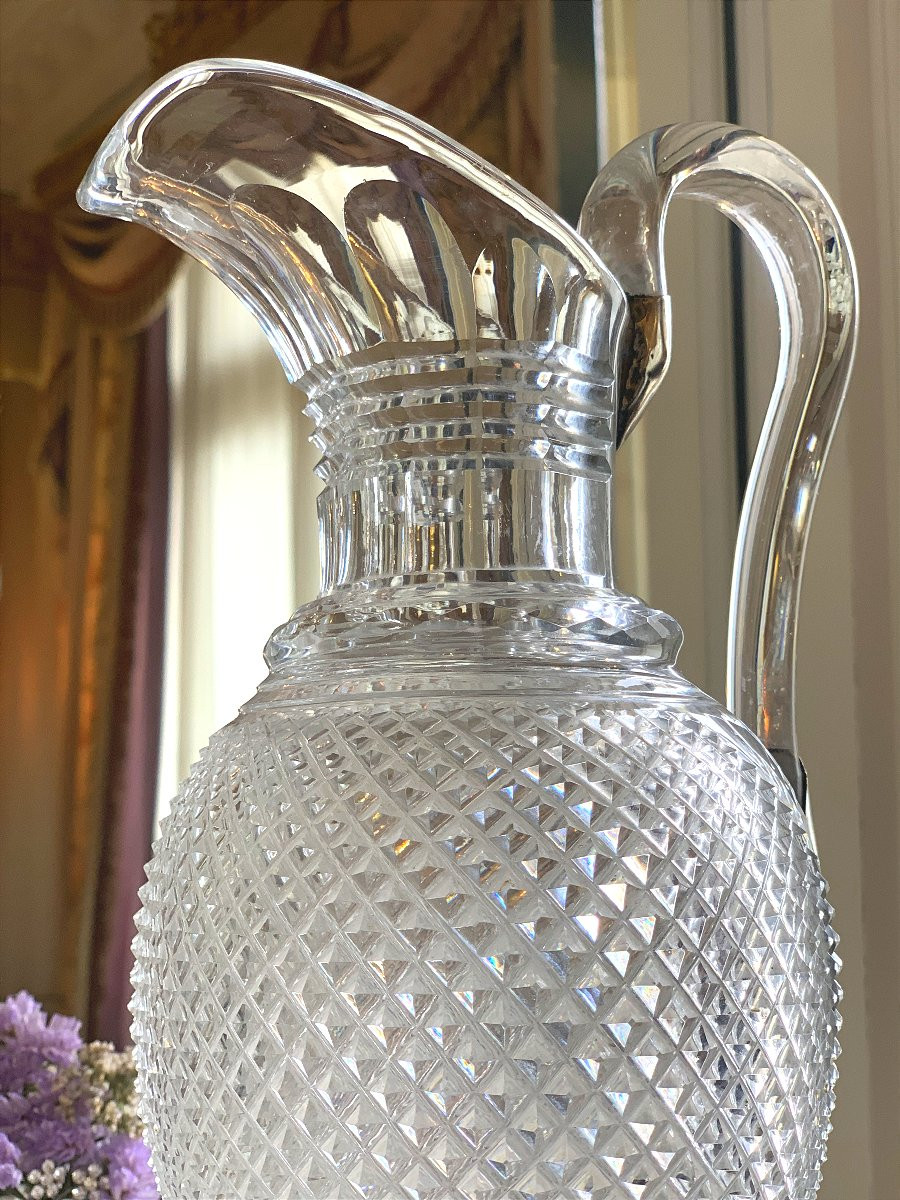 Diamond-tipped Crystal Ewer - Late 19th Century-photo-1