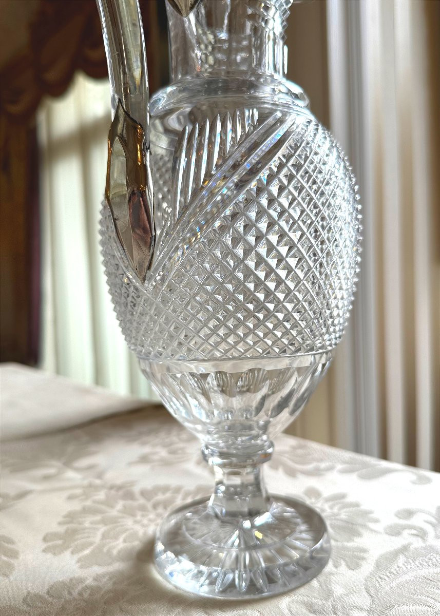 Diamond-tipped Crystal Ewer - Late 19th Century-photo-6