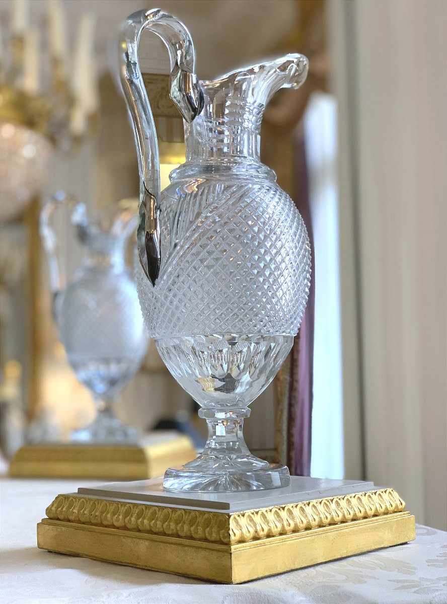 Diamond-tipped Crystal Ewer - Late 19th Century-photo-8