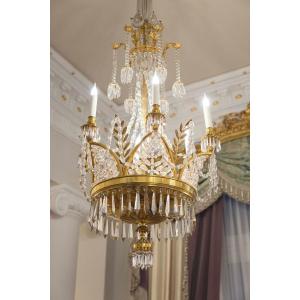 6 Light Crystal Chandelier In Neoclassical, Empire Style. Sweden Or Germany