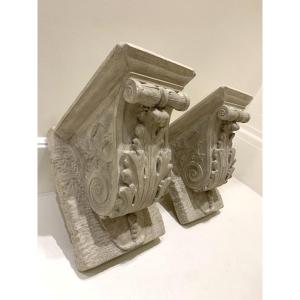 Pair Of Plaster And Resin Wall Consoles