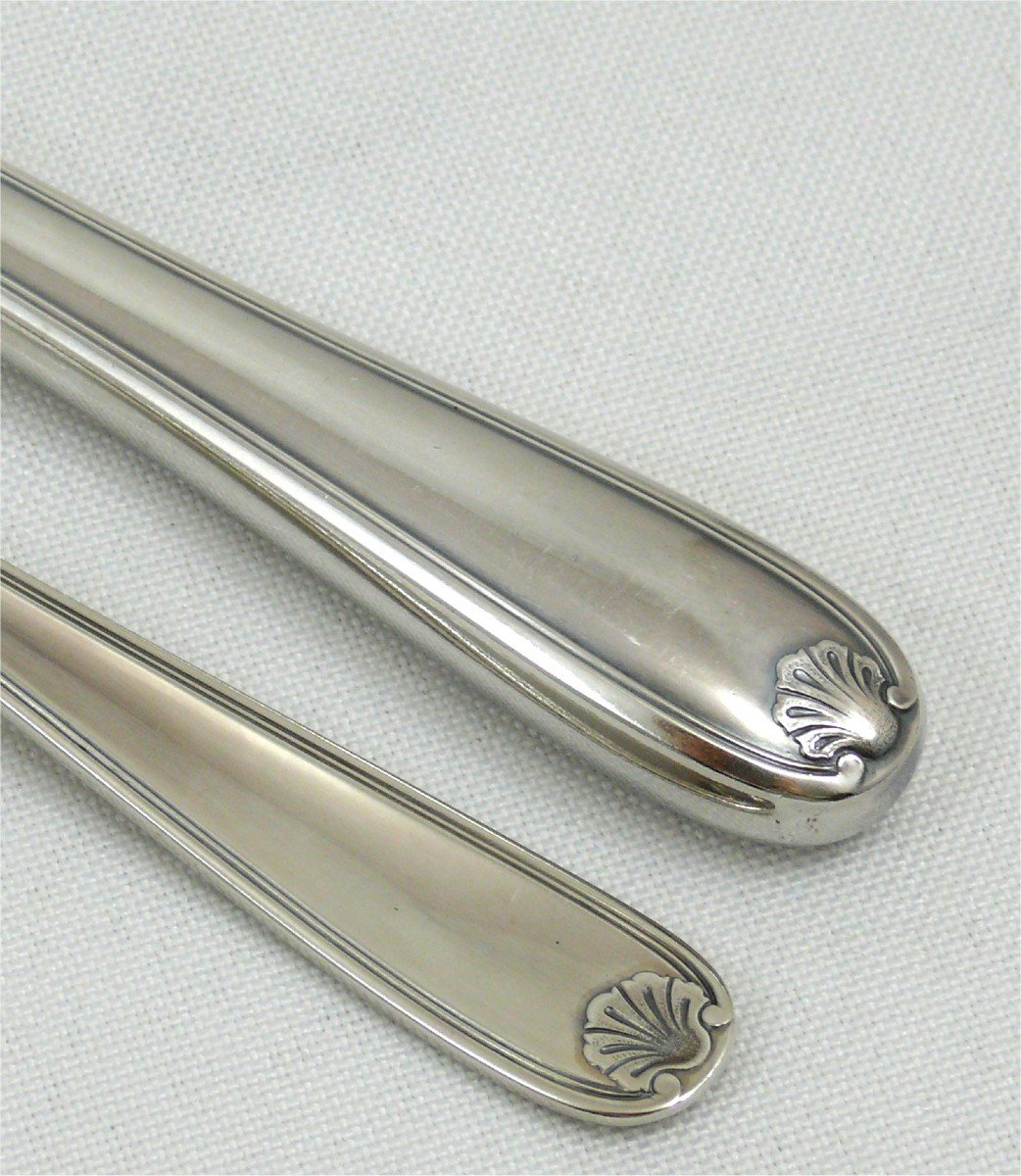 Christofle Model Marot, Cutlery Set Of 100 Pieces In Silver Metal, Perfect Condition, Shell.-photo-3