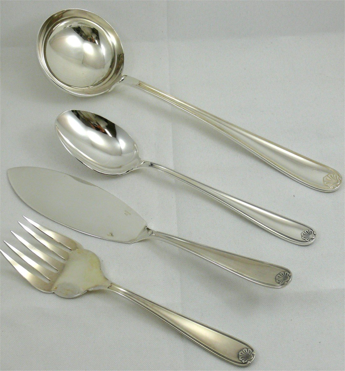 Christofle Model Marot, Cutlery Set Of 100 Pieces In Silver Metal, Perfect Condition, Shell.-photo-4