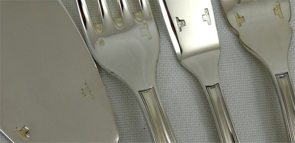 Christofle Model Marot, Cutlery Set Of 100 Pieces In Silver Metal, Perfect Condition, Shell.-photo-6