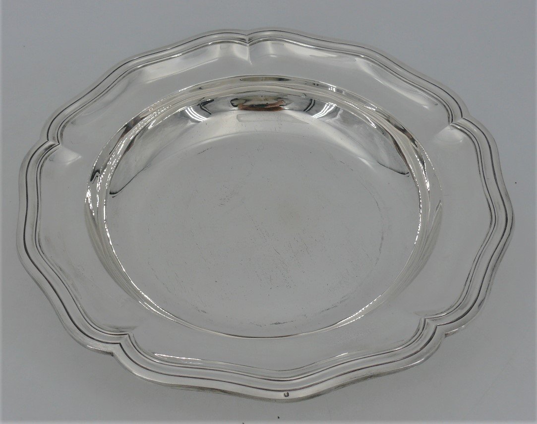 Proantic: Hollow Round Dish In Sterling Silver Minerva, Louis XV Style