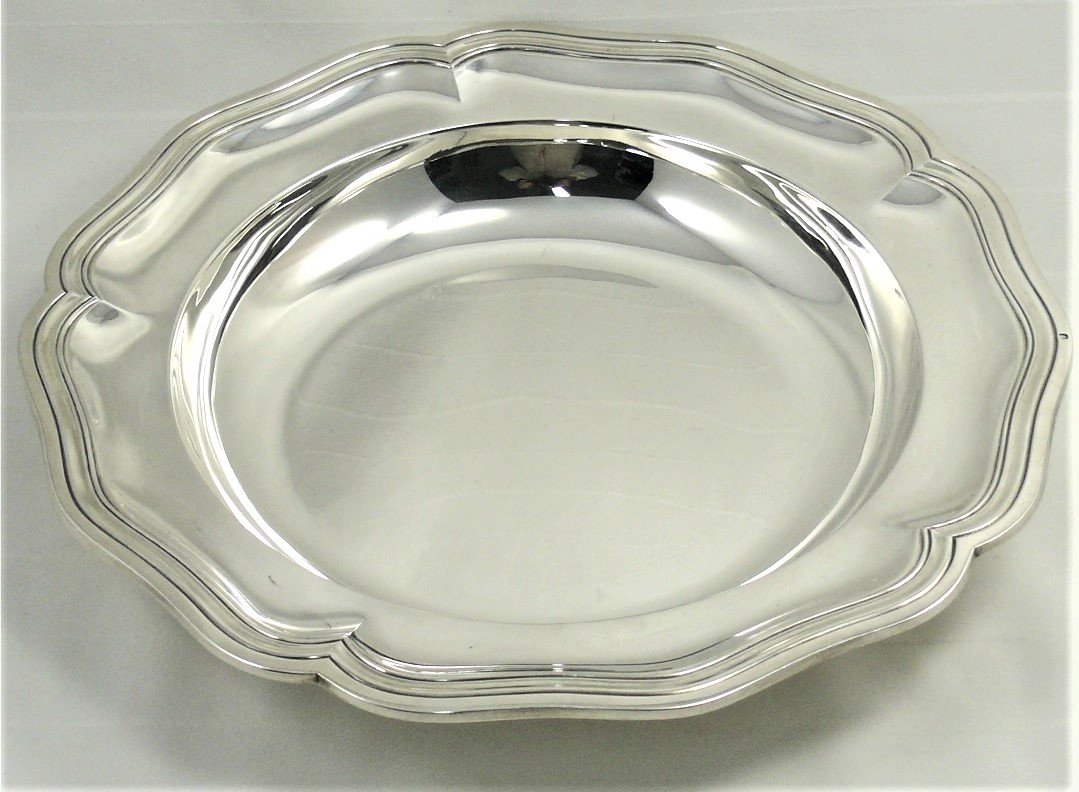 Proantic: Hollow Round Dish In Sterling Silver Minerva, Louis XV Style