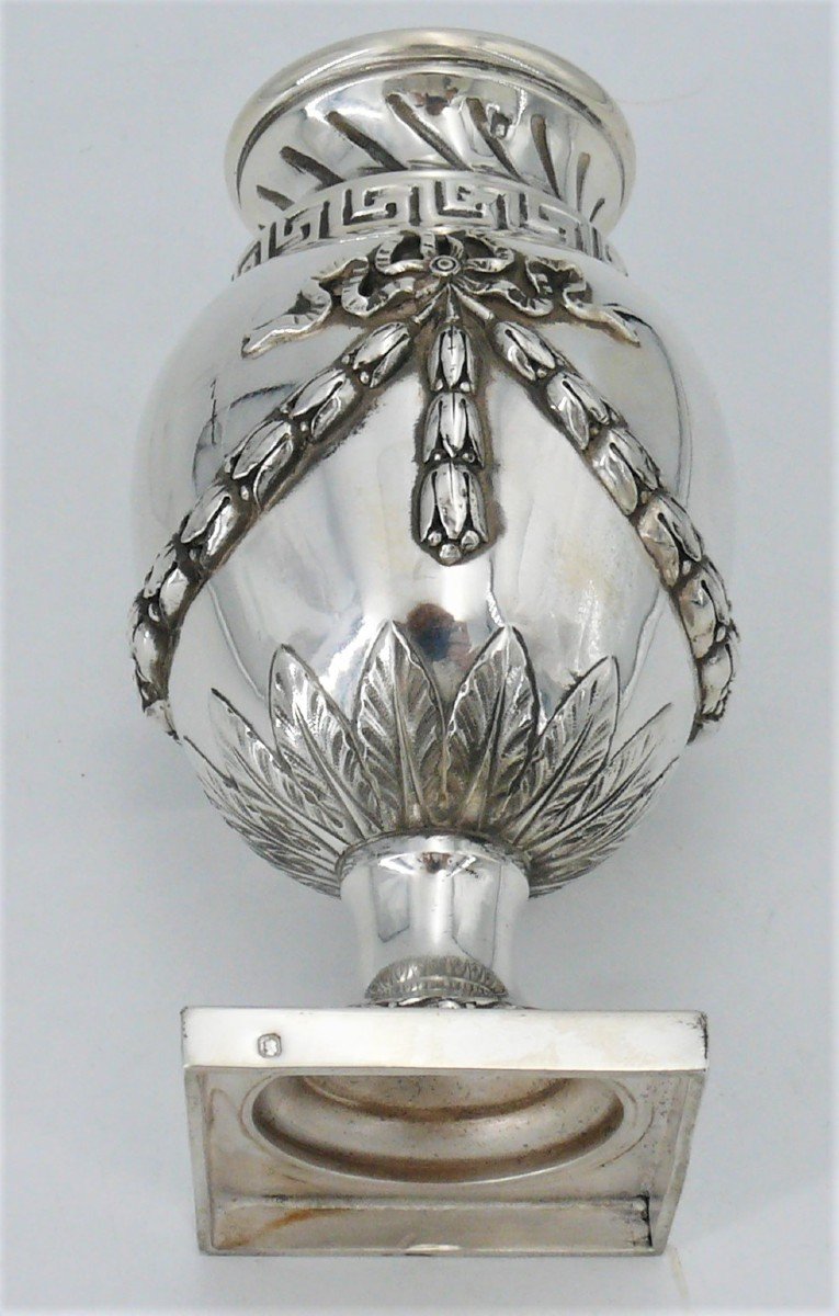 Vase En Argent Massif Minerve De Style Louis XVI, André Aucoc, 14 Cm-photo-3