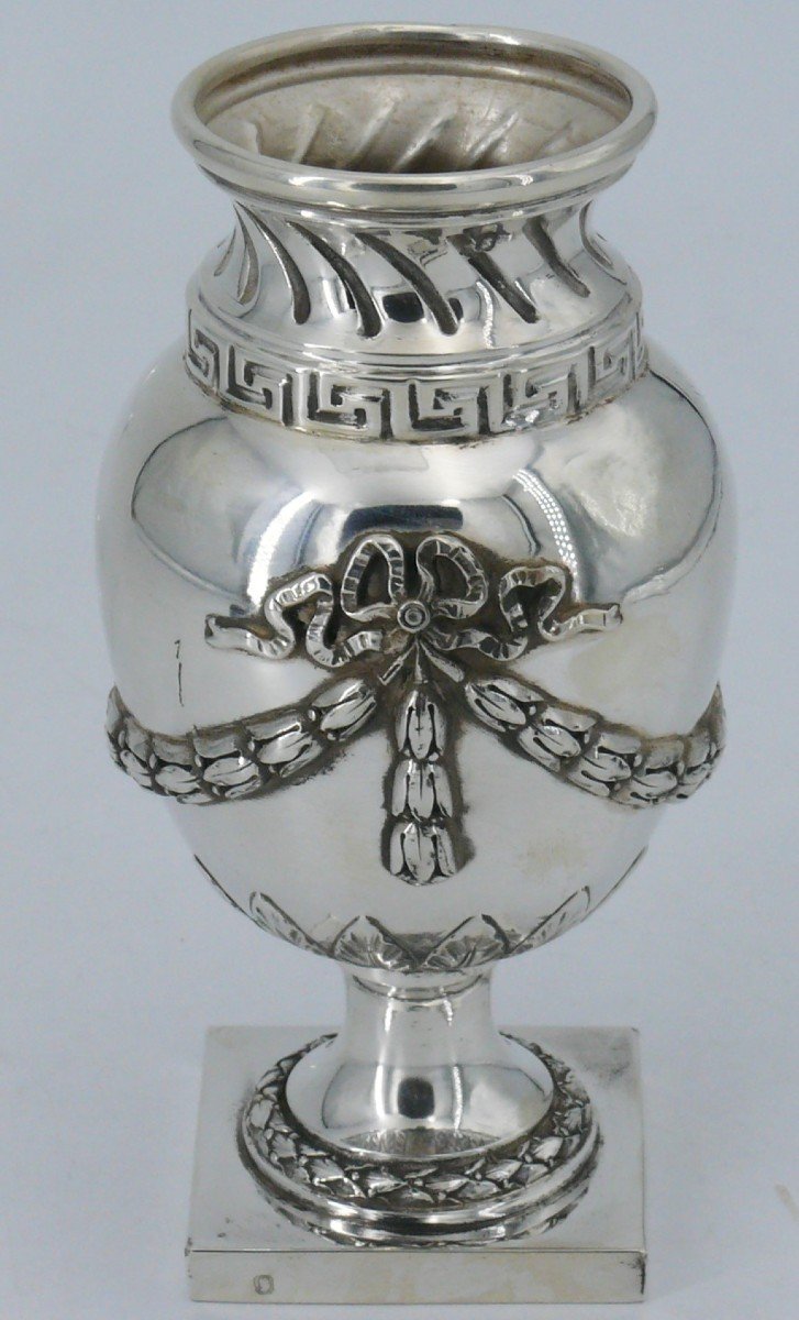 Vase En Argent Massif Minerve De Style Louis XVI, André Aucoc, 14 Cm-photo-4