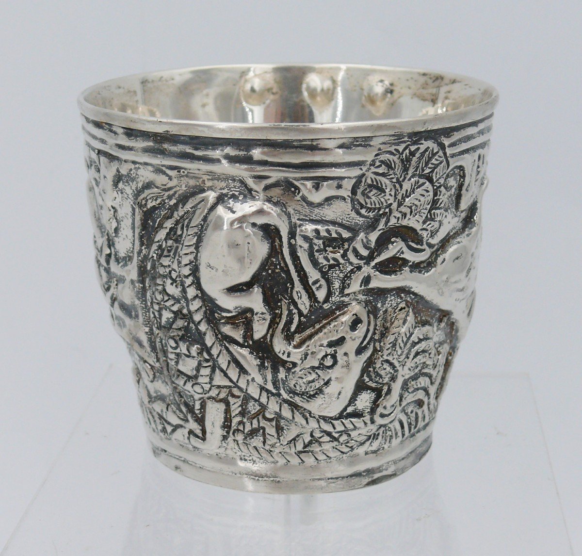 Ilias Lalaounis, Repoussé Sterling Silver Cup With Bullfighting Decor, Signed.-photo-3