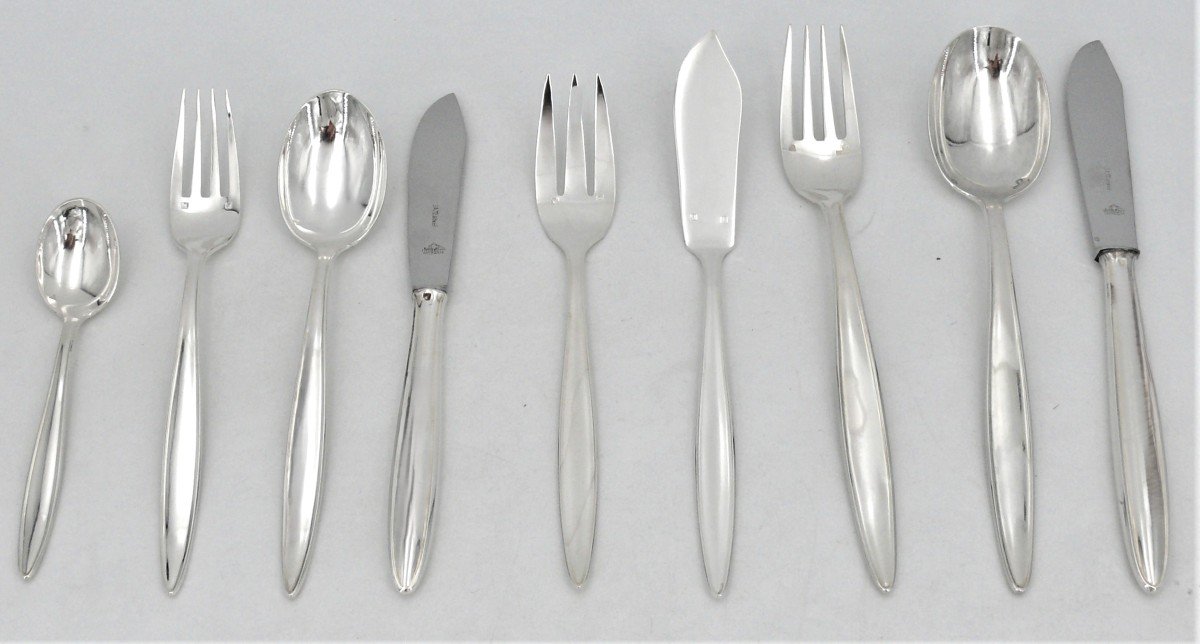 Saint Médard, 108-piece Cutlery Set With Knives, Design/vintage, Silver Metal.-photo-3