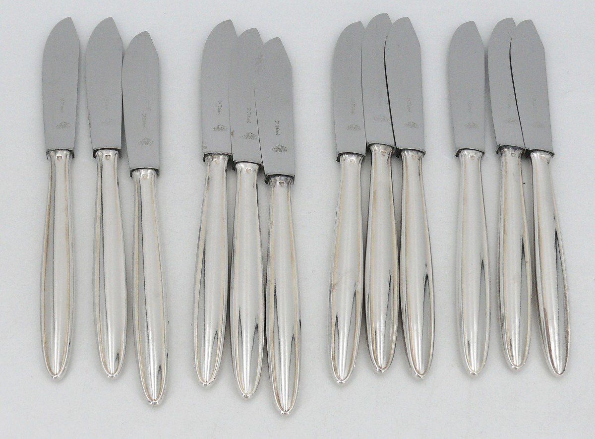 Saint Médard, 108-piece Cutlery Set With Knives, Design/vintage, Silver Metal.-photo-4