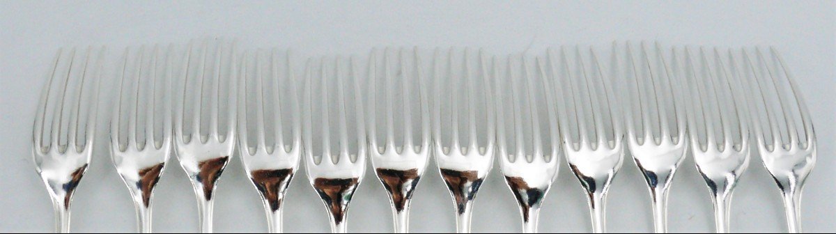 Christofle Atlantic/atlantic Model, 12 Dessert/dessert Cutlery Set, 24 Silver Plated Pieces-photo-2