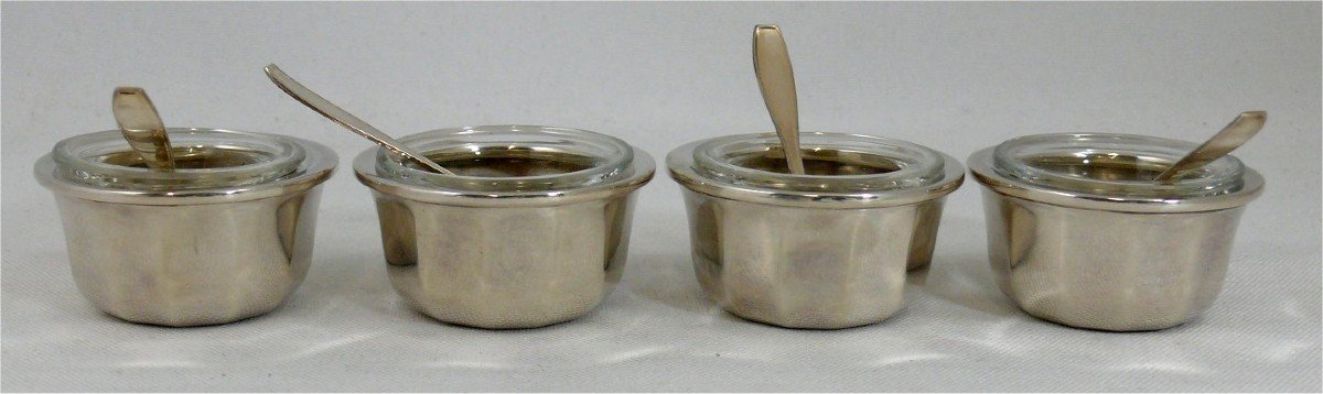 4 Salt Cellars/salt Cellars In Sterling Silver, Art Deco, Original Box, In Perfect Condition.-photo-2