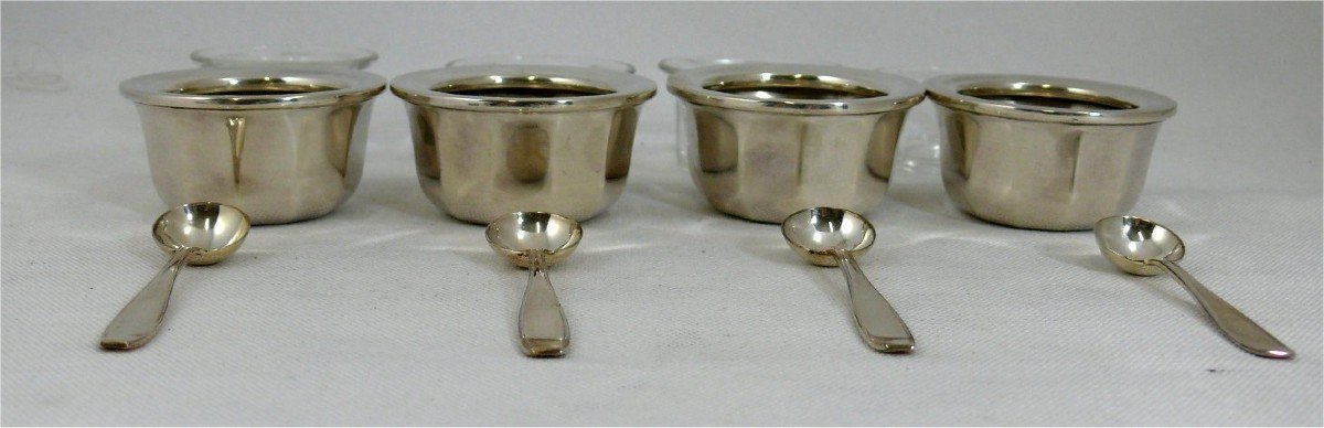 4 Salt Cellars/salt Cellars In Sterling Silver, Art Deco, Original Box, In Perfect Condition.-photo-2